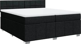 vidaXL Κρεβάτι Boxspring με Στρώμα Μαύρο 200x200 εκ. Υφασμάτινο