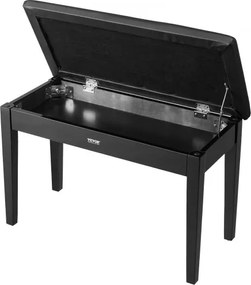 VEVOR Duet Piano Keyboard Bench Storage Padded Seat Wooden Vanity Bookcase Stool