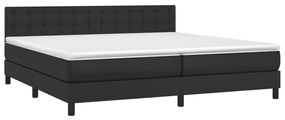 vidaXL Κρεβάτι Boxspring με Στρώμα Μαύρο 200x200 εκ. Συνθετικό Δέρμα