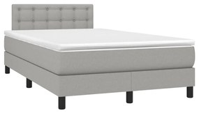 Κρεβάτι Boxspring με Στρώμα Ανοιχτό Γκρι 120x190 εκ. Υφασμάτινο - Γκρι