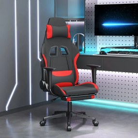 Καρέκλα Gaming Μαύρη/κόκκινο Ύφασμα με Υποπόδιο