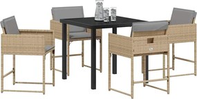 vidaXL Σέτ φαγητού για κήπο 5 pcs Μπεζ συνθετικό ρατάν