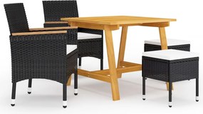 vidaXL Σετ Τραπεζαρίας Κήπου 5 Τεμαχίων Μαύρο