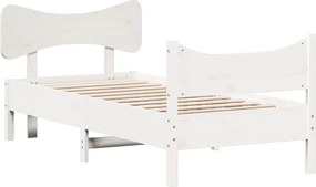 vidaXL Σκελετός Κρεβ. Χωρίς Στρώμα Λευκό 75x190 εκ Μασίφ Πεύκο