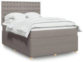 vidaXL Κρεβάτι Boxspring με Στρώμα Taupe 160x200 εκ. Υφασμάτινο