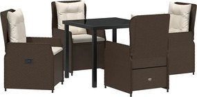 vidaXL Σέτ φαγητού για κήπο 5 pcs Καφέ συνθετικό ρατάν