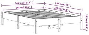 Σκελετός Κρεβατιού Χωρίς Στρώμα Καφέ 140x190 Μασίφ Ξύλο Πεύκου - Καφέ