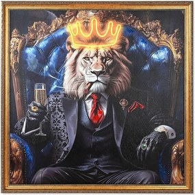 Καμβάς Home ESPRIT Μπλε Μαύρο Λεοπαρδαλί Λέων Loft 100 x 4 x 100 cm (x2)