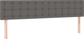 vidaXL Κρεβάτι Boxspring με Στρώμα &amp; LED Γκρι 200x200 εκ. Συνθ. Δέρμα