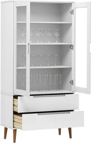 vidaXL Βιτρίνα MOLDE Λευκή 90 x 35 x 175 εκ. από Μασίφ Ξύλο Πεύκου