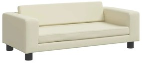 vidaXL Καναπές Παιδικός με Υποπόδιο Κρεμ 100 x 50 x 30 εκ. Συνθ. Δέρμα