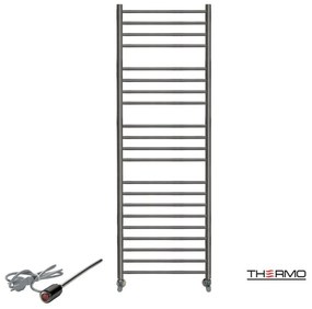 Thermo BELLAVIA Θερμαινόμενη πετσετοκρεμάστρα από ανοξείδωτο χάλυβα με ηλεκτρική λειτουργία, 150x50cm Black Brushed PVD