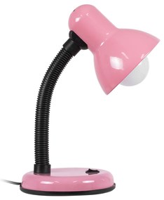 GloboStar STUDENT PINK 01534 Μοντέρνο Επιτραπέζιο Φωτιστικό Γραφείου Μονόφωτο 1 x E27 Ροζ με Λευκό Μεταλλικό με Διακόπτη ΟN/OFF Καμπάνα Φ12 x Υ32cm