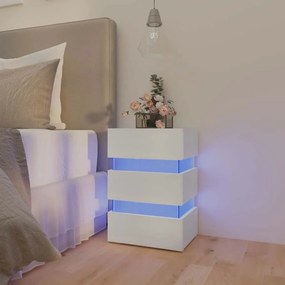 VidaXL Κομοδίνο με LED Λευκό 45 x 35 x 67 εκ. από Επεξεργασμένο Ξύλο