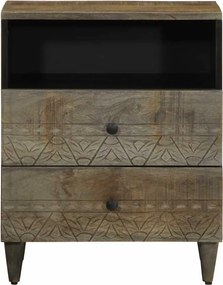 vidaXL κομοδίνο ντουλάπι ανοιχτό γκρι 50x33x60 cm μασίφ ξύλο Mango