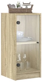 vidaXL Βοηθητικό Ντουλάπι Sonoma Δρυς 35x37x75,5εκ. με Γυάλινες Πόρτες