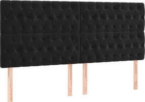 vidaXL Κρεβάτι Boxspring με Στρώμα Μαύρο 200x200 εκ. Βελούδινο