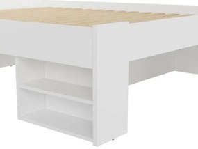 Κρεβάτι Boston K122, Διπλό, Άσπρο, 140x200, Πλαστικοποιημένη μοριοσανίδα, 146x204x86cm
