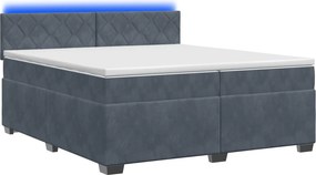 vidaXL Κρεβάτι Box Spring με Στρώμα και LED Σκούρο Γκρι 200 x 200 cm