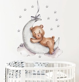 Αυτοκόλλητα Τοίχου Teddy Bear On Themoon 72x57εκ. Sipo SIP-WS63026