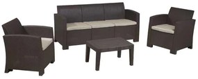 Set SAVANNA K/D (Τραπ+3-θέσ+2Πολ) Καφέ (Μαξιλ.Grey-White) Table+Sofa 3Seater+2 Armchairs