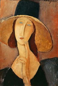 Αναπαραγωγή Portrait of Jeanne Hebuterne in a large hat, Amedeo Modigliani