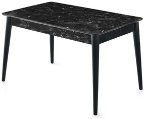 Τραπέζι Επεκτεινόμενο Lotus 974NMB1156 130/165x80x75cm Marble Effect Black Plastic,Mdf