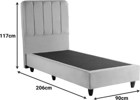 Κρεβάτι μονό Lunda pakoworld κρεμ βελούδο 90x200εκ