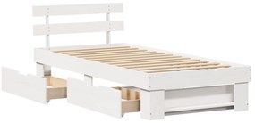 vidaXL Σκελετός Κρεβατιού Λευκό 75 x 190 cm Συμπαγές ξύλο πεύκου