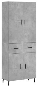 vidaXL Ντουλάπι Γκρι Σκυροδέματος 69,5x34x180 εκ. Επεξεργασμένο Ξύλο