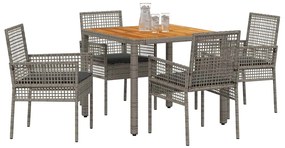 vidaXL Σέτ φαγητού για κήπο 5 pcs Γκρι συνθετικό ρατάν