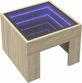 vidaXL Κομοδίνο Άπειρο Φως LED Sonoma Δρυς 40x40x30 εκ.
