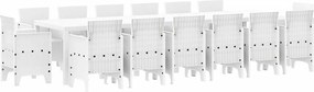 vidaXL Σέτ φαγητού για κήπο 15 pcs Λευκό Rattan Polt