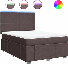 vidaXL Κρεβάτι Boxspring με Στρώμα Σκούρο Καφέ 140x190 εκ. Υφασμάτινο