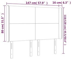 Κεφαλάρι Κρεβατιού LED Σκούρο Γκρι 147x16x118/128εκ. Υφασμάτινο 3123767