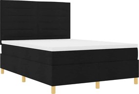 vidaXL LED Κρεβάτι με βάθρο με στρώμα Μαύρο 140 x 190 cm ύφασμα