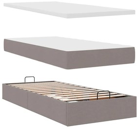 vidaXL Οθωμανικό κρεβάτι με στρώμα Taupe 90x200cm ύφασμα