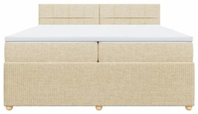 Κρεβάτι Boxspring με Στρώμα Κρεμ 200x200 εκ. Υφασμάτινο - Κρεμ