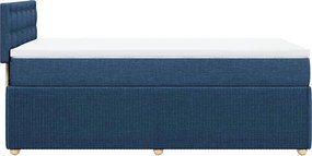 vidaXL Κρεβάτι Boxspring με Στρώμα Μπλε 90x200 εκ.Υφασμάτινο