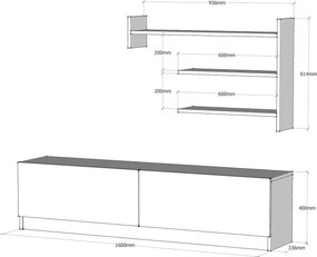 Σύνθετο ArteLibre ALPHA Λευκό 160x32x40cm