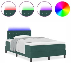 vidaXL Κρεβάτι με ελατήρια Σκούρο πράσινο 120 x 200 cm Βελούδο