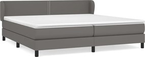 vidaXL Κρεβάτι Boxspring με Στρώμα Γκρι 200x200 εκ. Συνθετικό Δέρμα