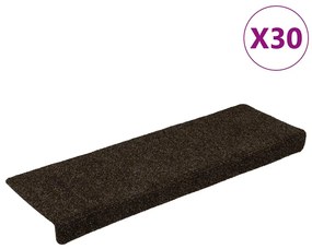vidaXL Πατάκια Σκάλας Αυτοκόλλητα 30 τεμ. Σκούρο καφέ 65x21x4 εκ.