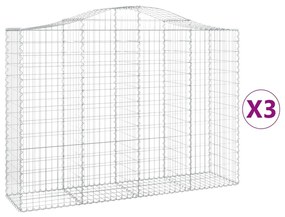 Συρματοκιβώτια Τοξωτά 3 τεμ. 200x50x140/160 εκ. Γαλβαν. Ατσάλι - Ασήμι