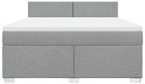 Κρεβάτι Boxspring με Στρώμα Ανοιχτό Γκρι 180x200 εκ. Υφασμάτινο - Γκρι