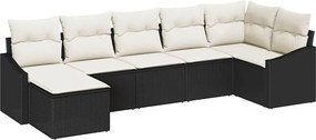 vidaXL Σετ Καναπέ με μαξιλάρι 7 pcs Μαύρο συνθετικό ρατάν