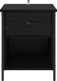 vidaXL Κομοδίνο 2 τμχ. Μαύρη Οξυά 40 x 42 x 50 cm Επεξεργασμένο Ξύλο