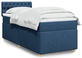 vidaXL Κρεβάτι Boxspring με Στρώμα Μπλε 90x190 εκ.Υφασμάτινο