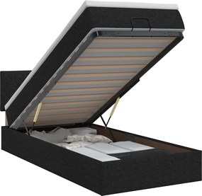 vidaXL Κρεβάτι Ottoman με στρώμα με κεφαλάρι Μαύρο 80 x 200 cm Ύφασμα