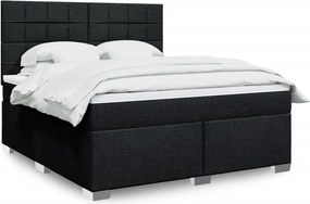 vidaXL Κρεβάτι Boxspring με Στρώμα Μαύρο 180x200 εκ. Υφασμάτινο